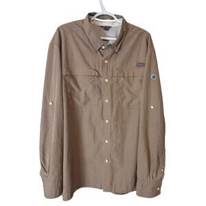 Eddie Bauer Vented Outdoor Fishing Shirt Mens Size 2XL Beige Long sleeve tan